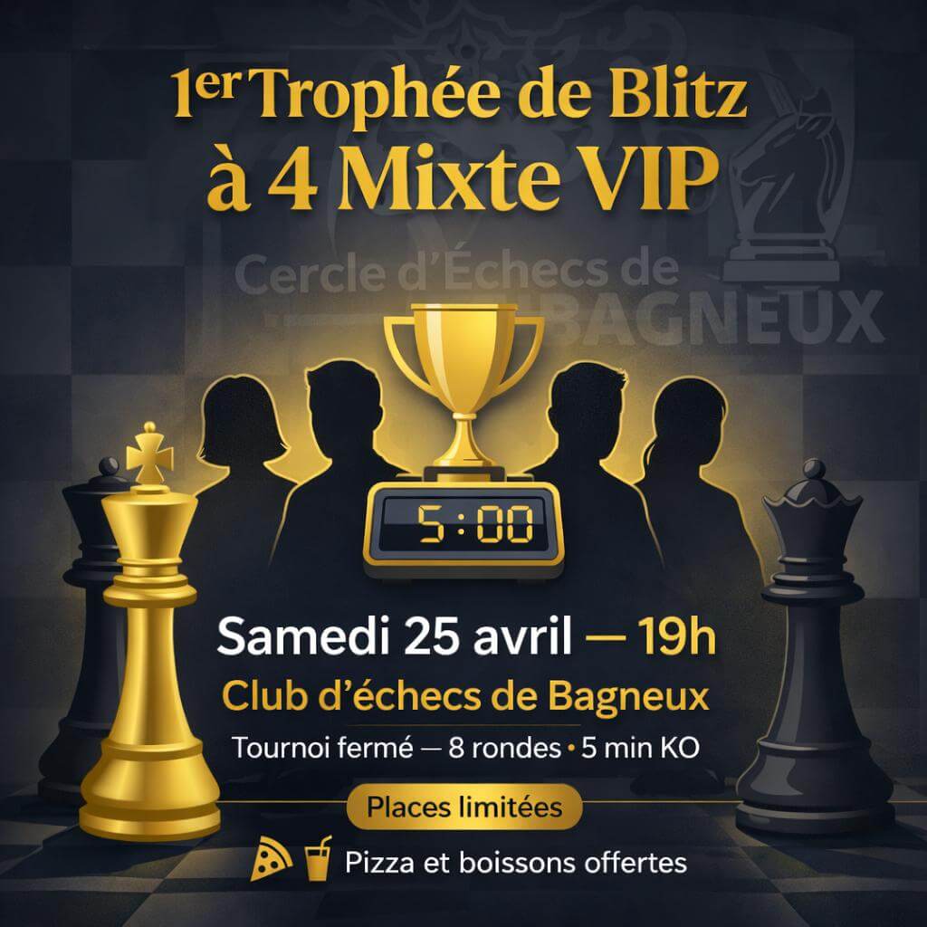 Illustration du tournoi d'échecs mixte à 4 organisés par le club d'échecs de Bagneux